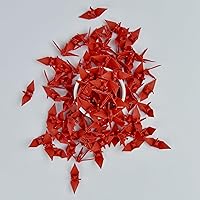 100 Handmade Red Origami Paper Cranes 1.5x1.5 Inch - Wedding Backdrop, Christmas Gift, Tea Party Supplies