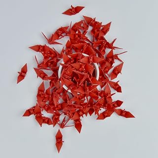 100 Handmade Red Origami Paper Cranes 1.5x1.5 Inch - Wedding Backdrop, Christmas Gift, Tea Party Supplies