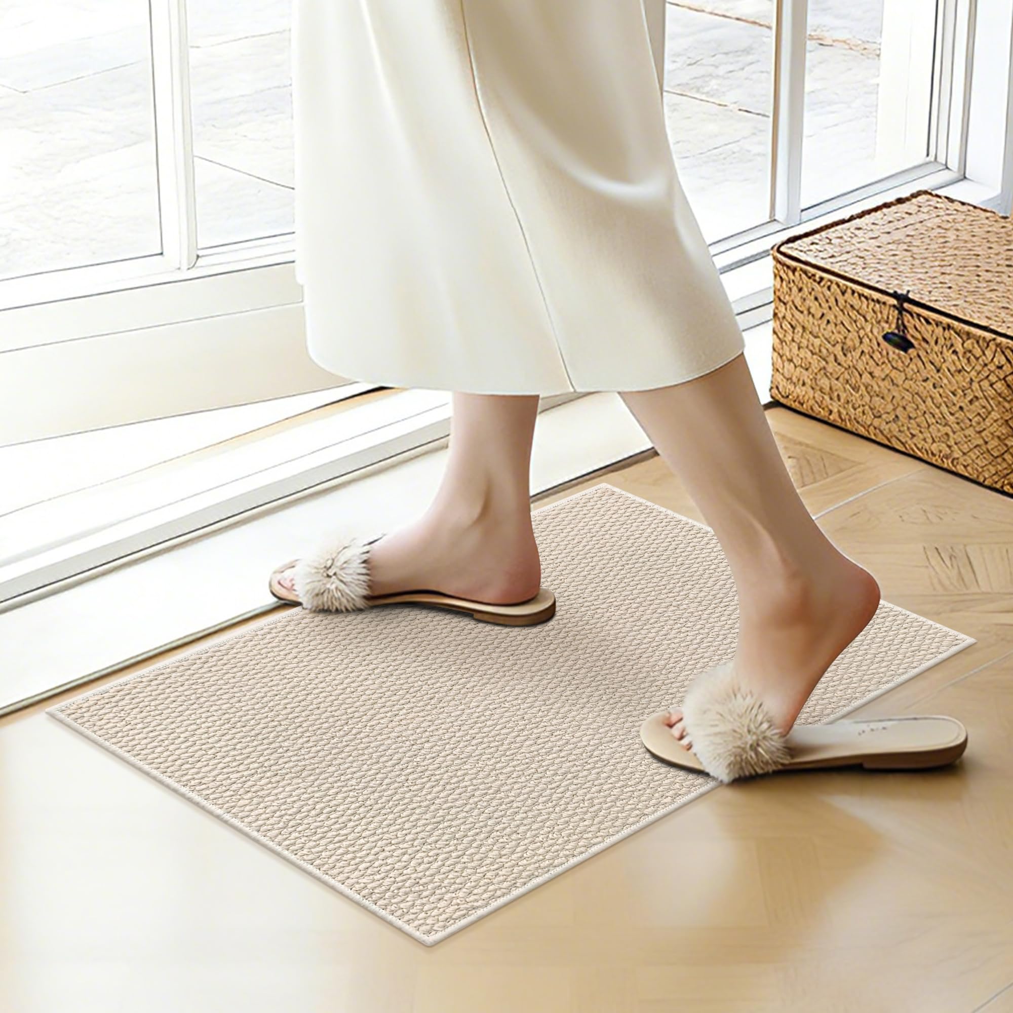 Photo 1 of SharpWeaRug Door Mat,16" x 24",Dirt Trapper Washable Doormats, Dirt Resistant and Absorbent Floor Mats,Non-Slip Floor Mat,Low Profile Front Door Mat for Front Back and Entryway Beige