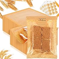 Vista 10 de Outus 100 bolsas de empaque para galletas con sello, bolsas de panadería de 3 x 3 pulgadas con ventana, papel resistente a la grasa termosellable