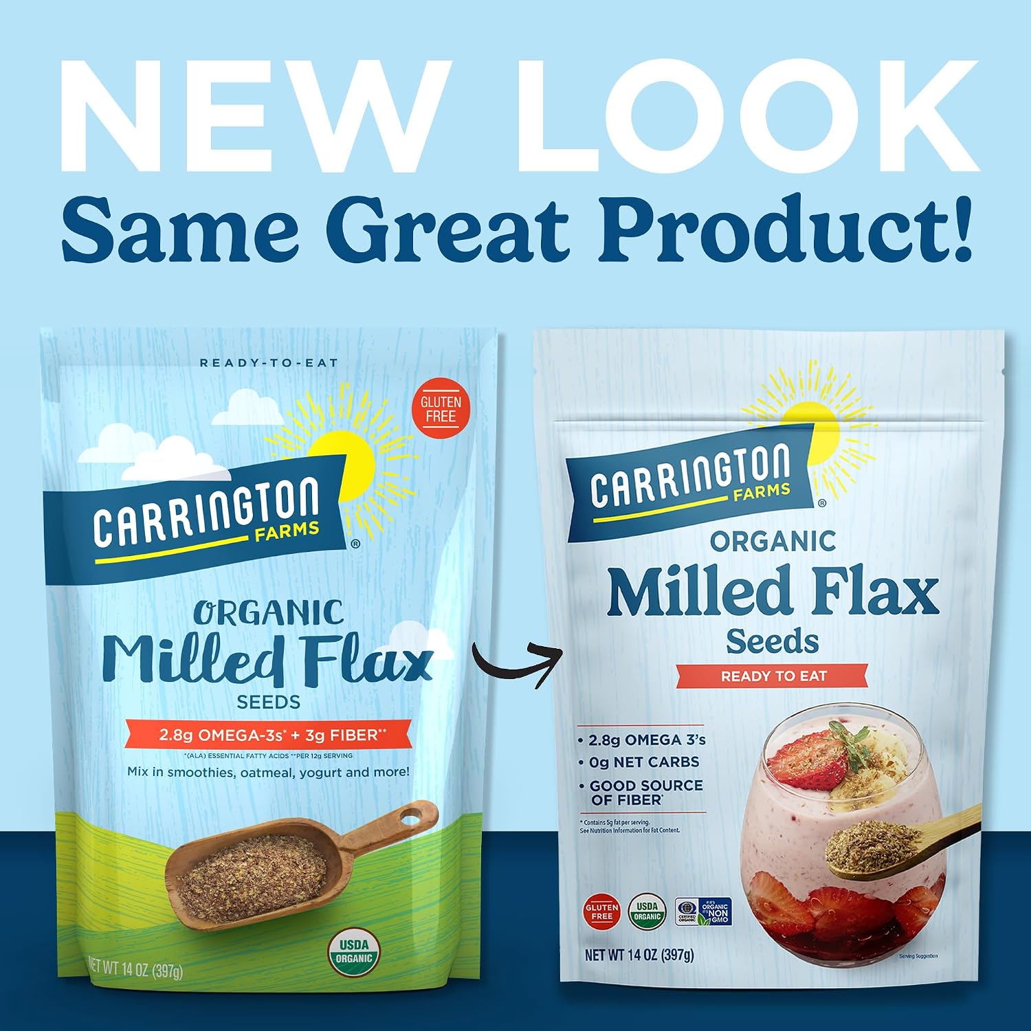 Carrington Farms Organic Milled Flax Seed, Gluten Free, USDA Organic, 14 Ounce (Pack of 6) image 3