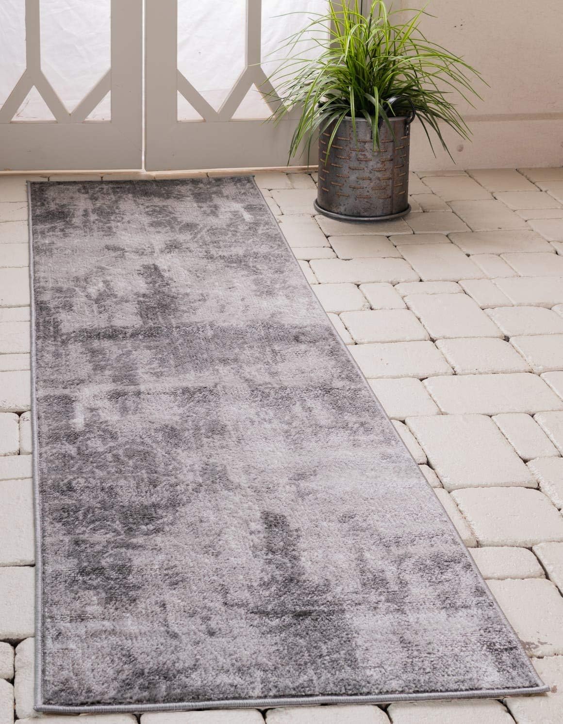 Unique Loom Sofia Collection Area Rug - Rainier (2' x 6' 7" Runner, Dark Gray/ Gray)