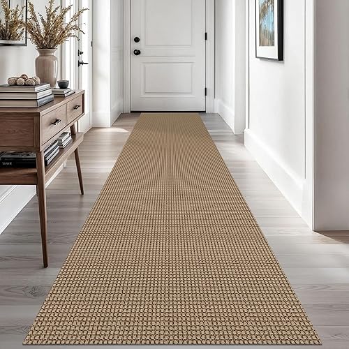 Vista 369 de EARTHALL - Tapete tejido lavable con parte trasera de goma, tapete trenzado de algodón antideslizante para interiores para entrada, pasillo, cocina