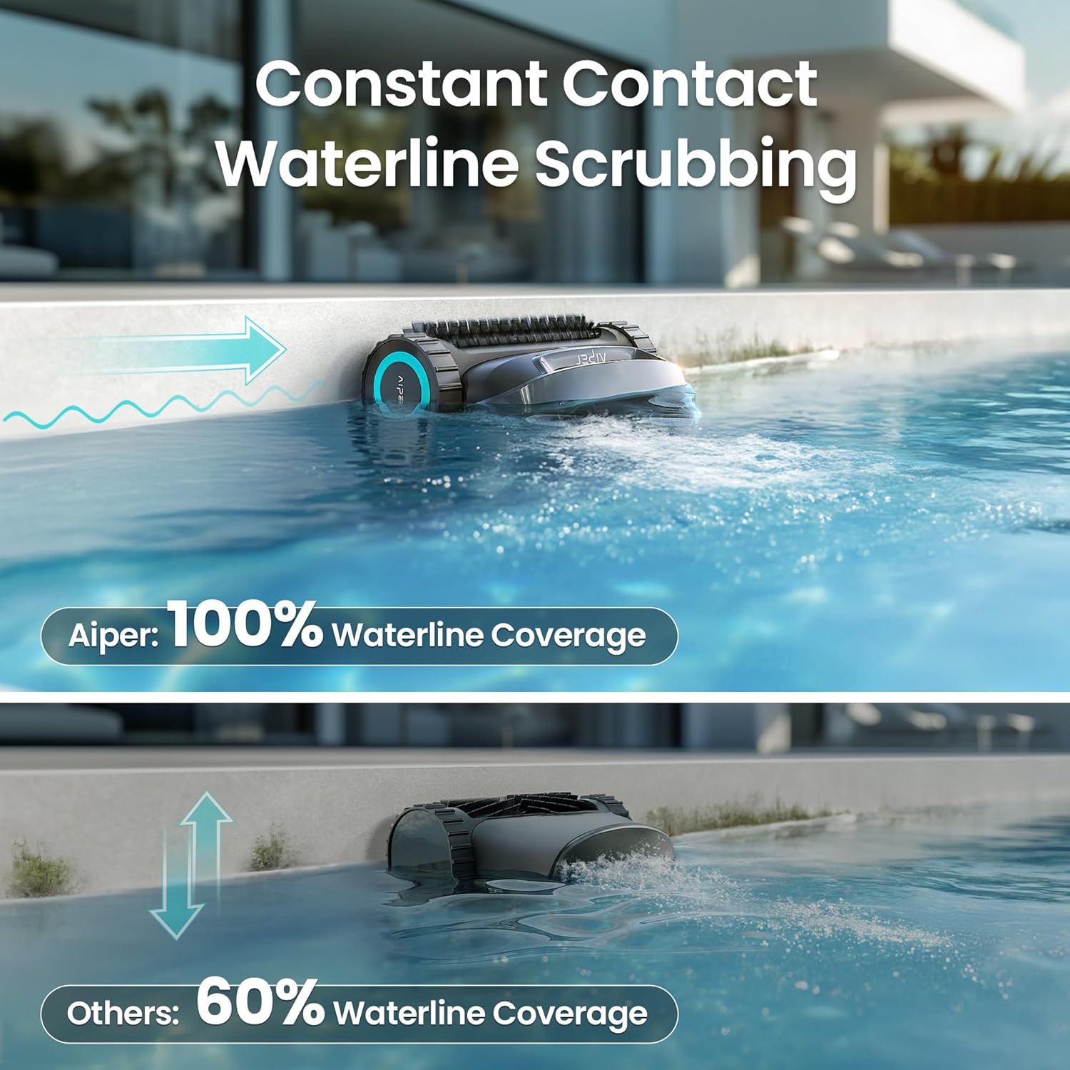 AIPER Scuba X1 6600 GPH Powerful Scution Cordless Robotic Pool Cleaner, Smart Navigation, Floor & Wall & Horizontal Waterline Cleaning, Include Wireless Charging Dock & Double Filtration thumbnail