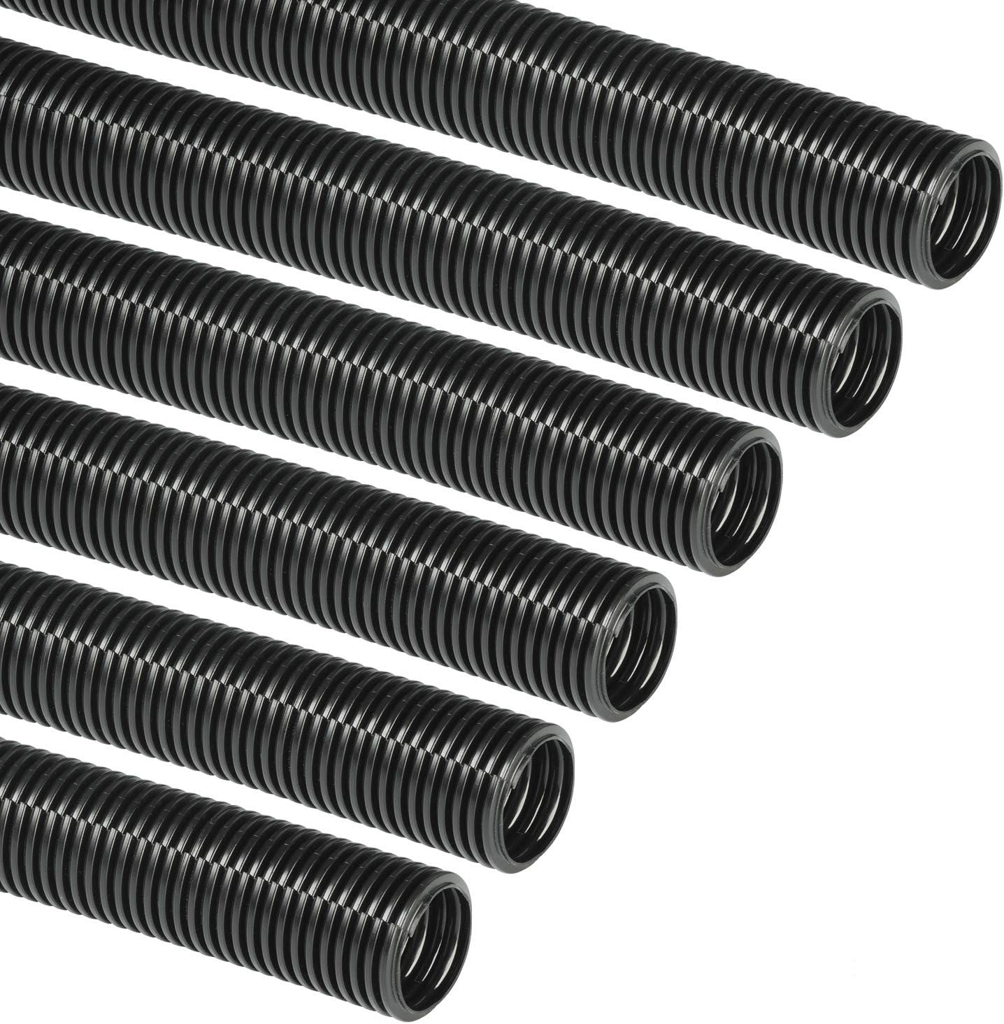 D-Line Black 43in Cable Sleeve 6-Pack, Flexible Wire Protector Tubing, Split Electrical Conduit, Plastic PC Cable Management Tube, Cord Sheath, TV Loom Tubing - 6X 1.25in Diameter, 43-inch Lengths