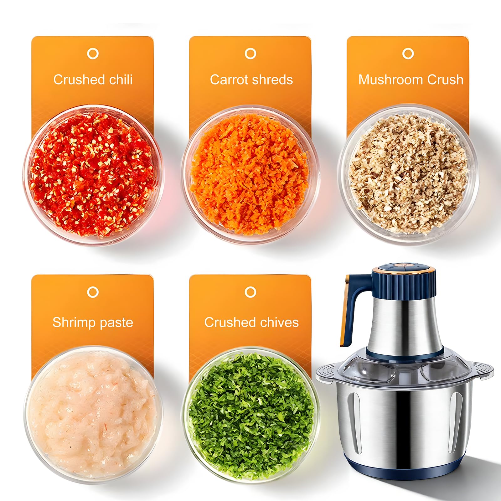 Tritatutto elettrico, 5 l tritatutto multifunzione con due lame da taglio, tritatutto elettrico extra forte per carne, verdure, frutta e porridge, 500 W, regolabile in 5 livelli