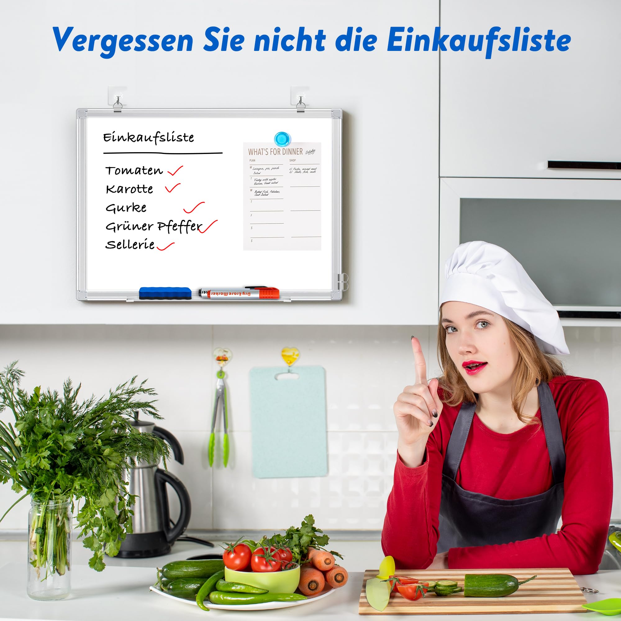 maxtek Magnettafel Whiteboard 60 x 45cm, Pinnwand Magnetisch mit Aluminiumrahmen, Trocken Abwischbar Magnetwand, Einfach zu Montieren und Leicht Aufhängen