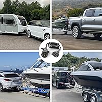 Vista 7 de Nilight Arnés de cableado de extensión de remolque enrollado de 7 vías a 5 vías de 5 pies, trabajo pesado, de 7 pines redondos a 5 pines planos