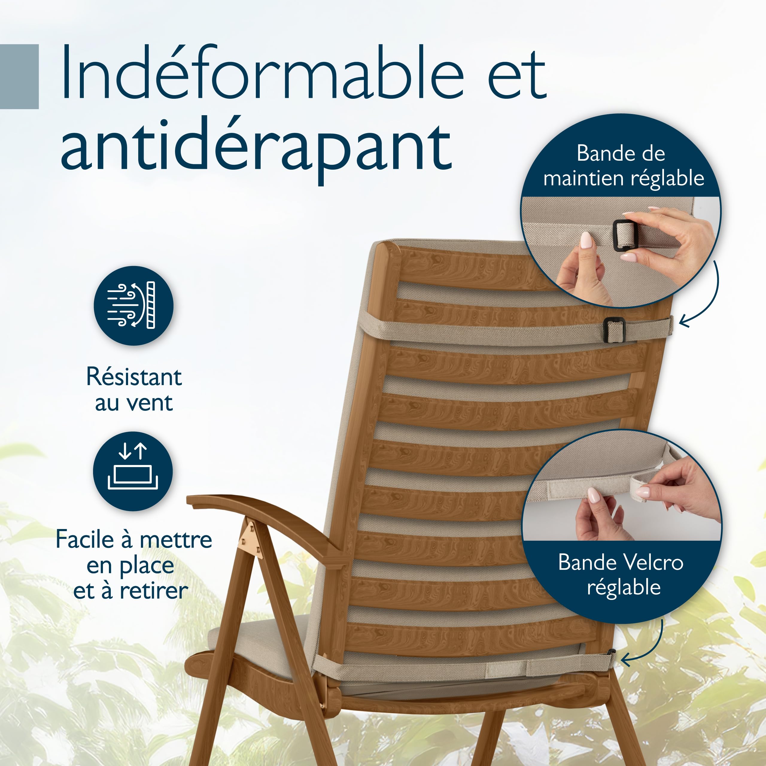 Beautissu Lot de 2 Coussin Chaise Jardin Haut Dossier 100% imperméable