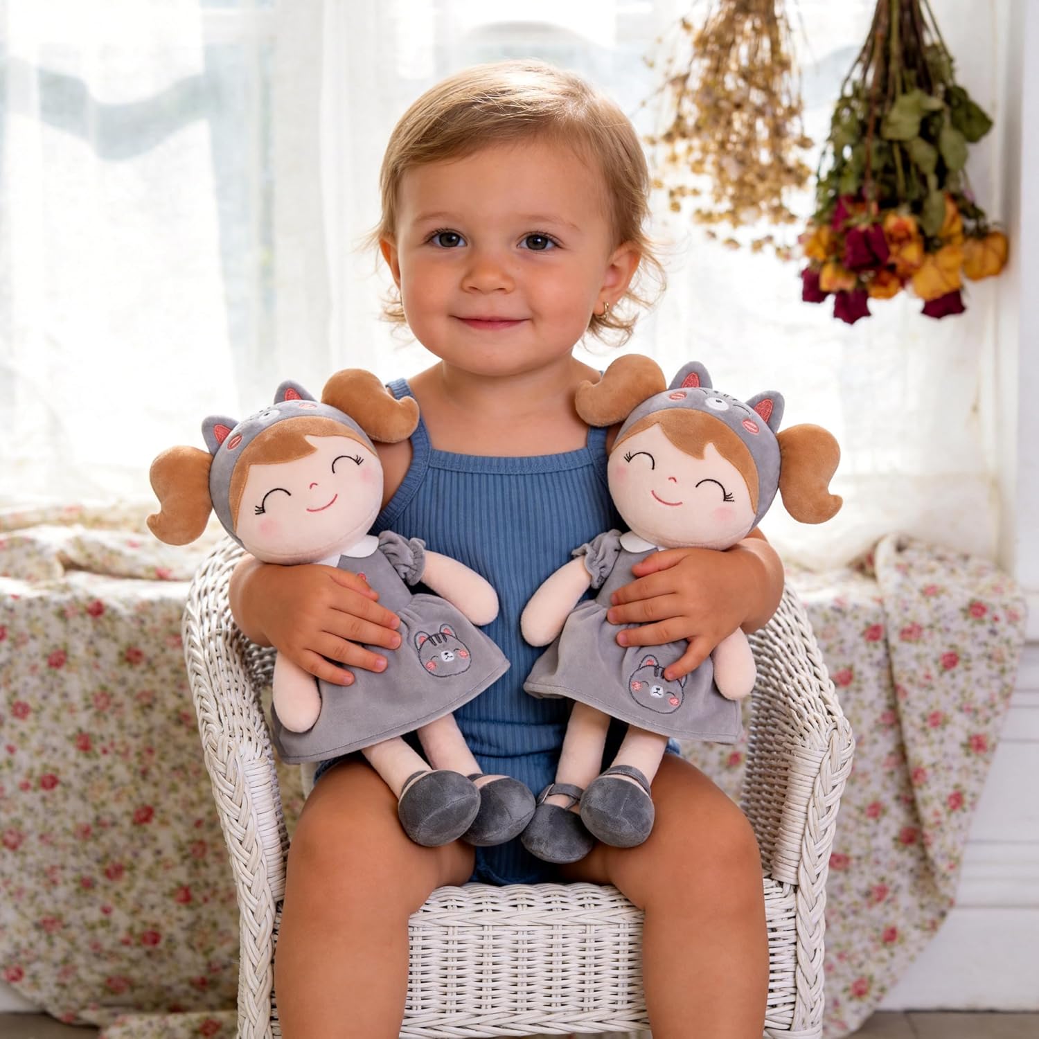 Gloveleya Baby Doll Girl Gifts Soft Plush Kitty Cat Dolls Girls Toy 12" with Gift Box
