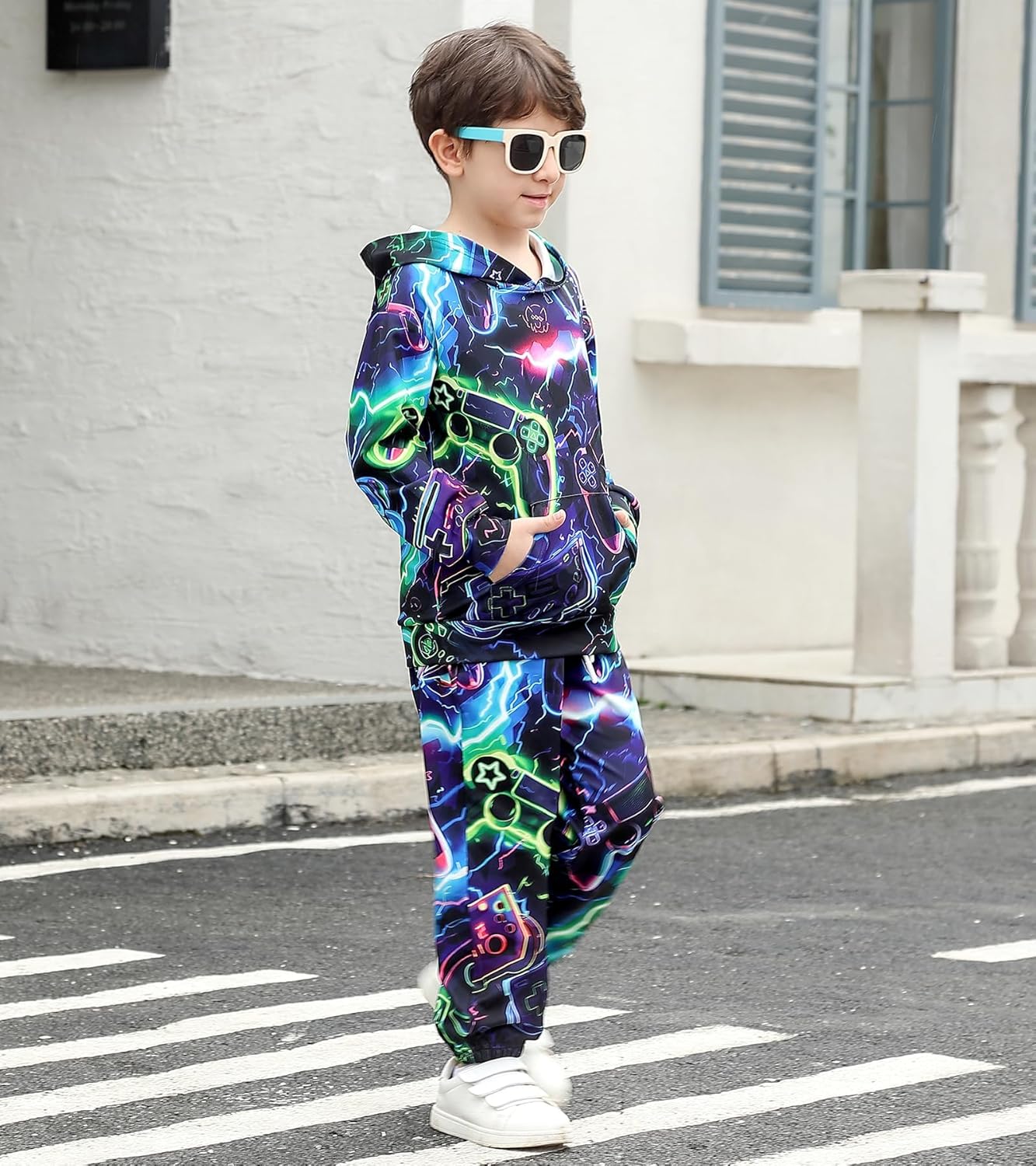 Belovecol Boys Hoodie Pant Set 3D Print Hooded Sweatshirt Sweatpant Suit 2 Piece Clothing Set for 5-14 Years - Image 3