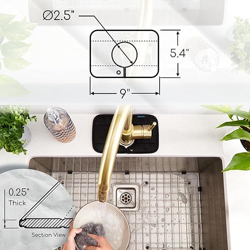 Miniatura 9 de Paquete de 2 protectores de goteo Ternal originales lavables para fregadero, para detrás del grifo, alfombrilla absorbente de salpicaduras de grifo