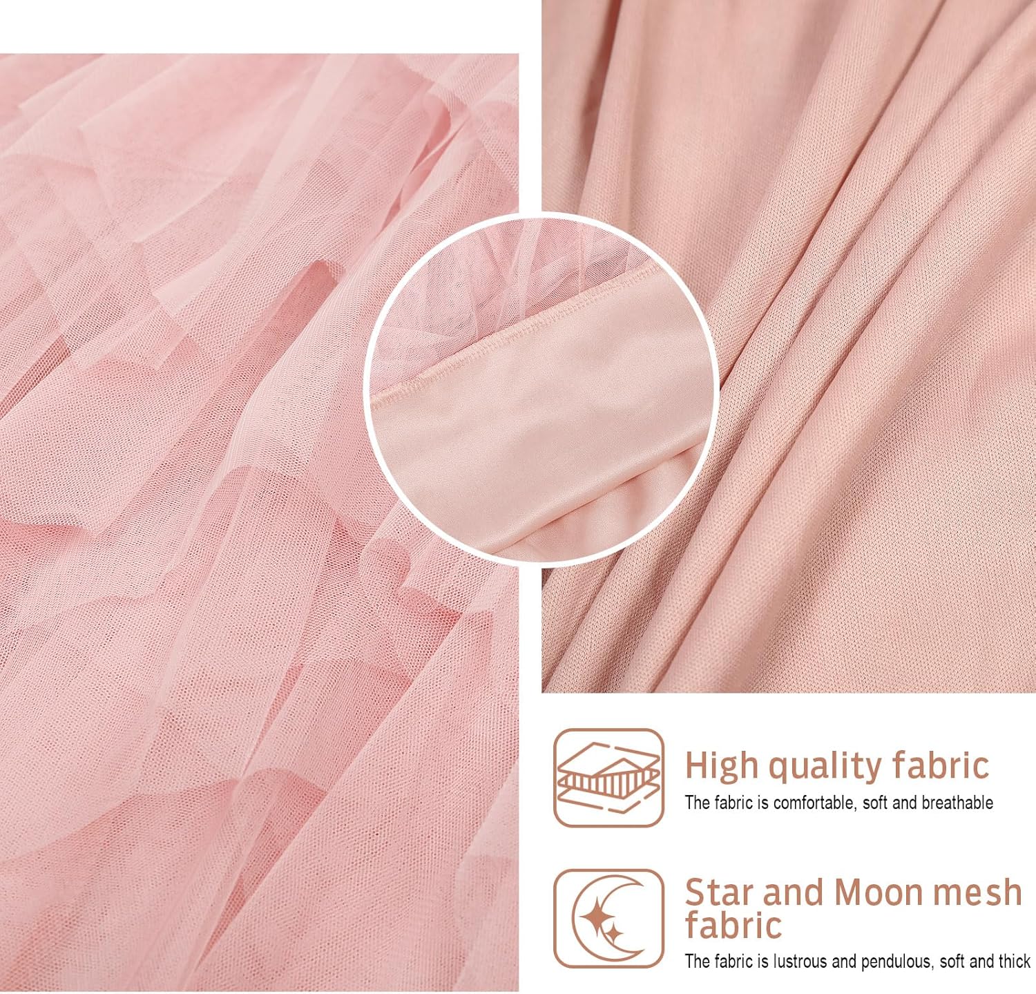 Women Tulle Skirts Layered Tutu Skirt Midi Length Elastic High Waist A Line Skirt - Image 3