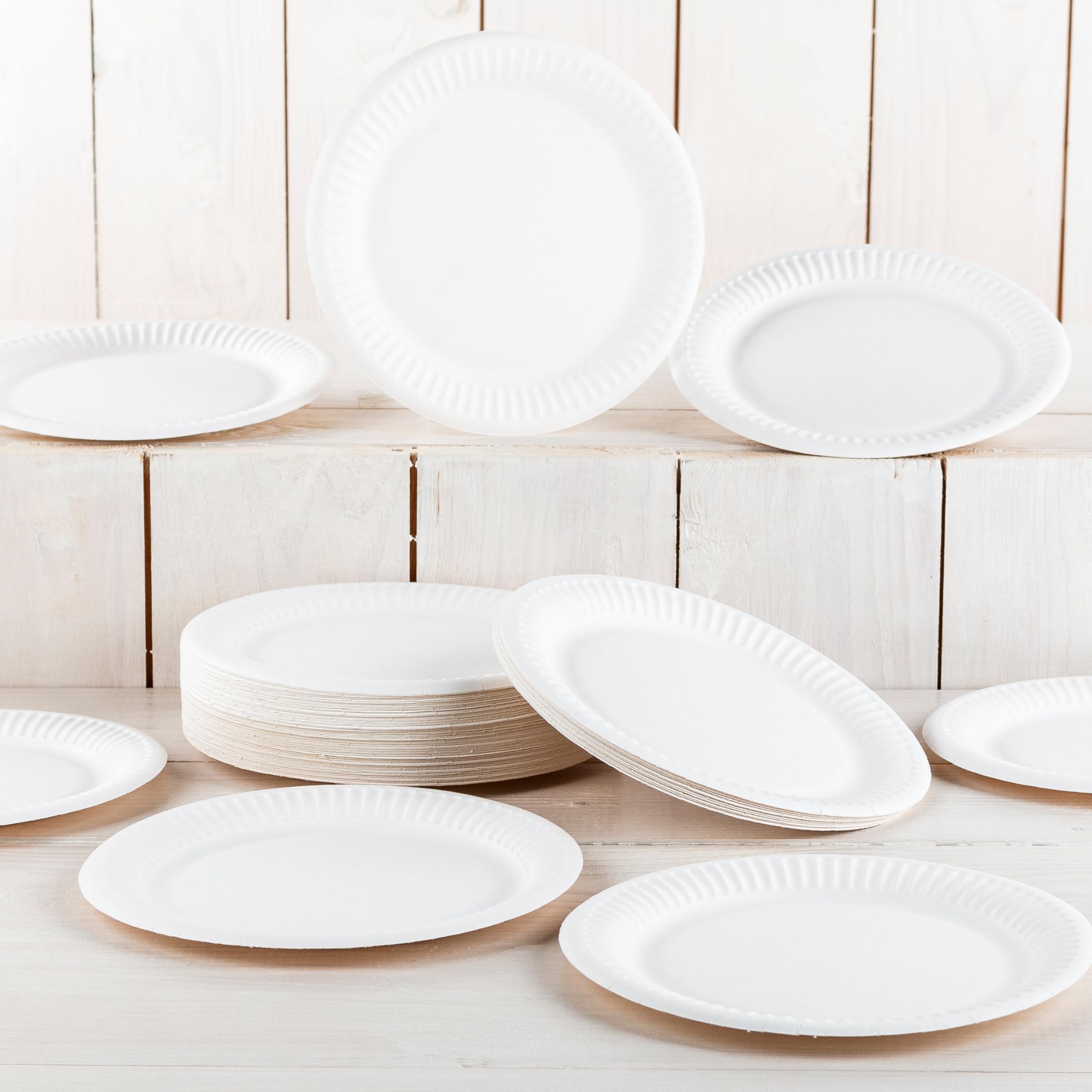 Weiße Pappteller 100 Stück - Kompostierbare Einwegteller 18cm 220g/m²