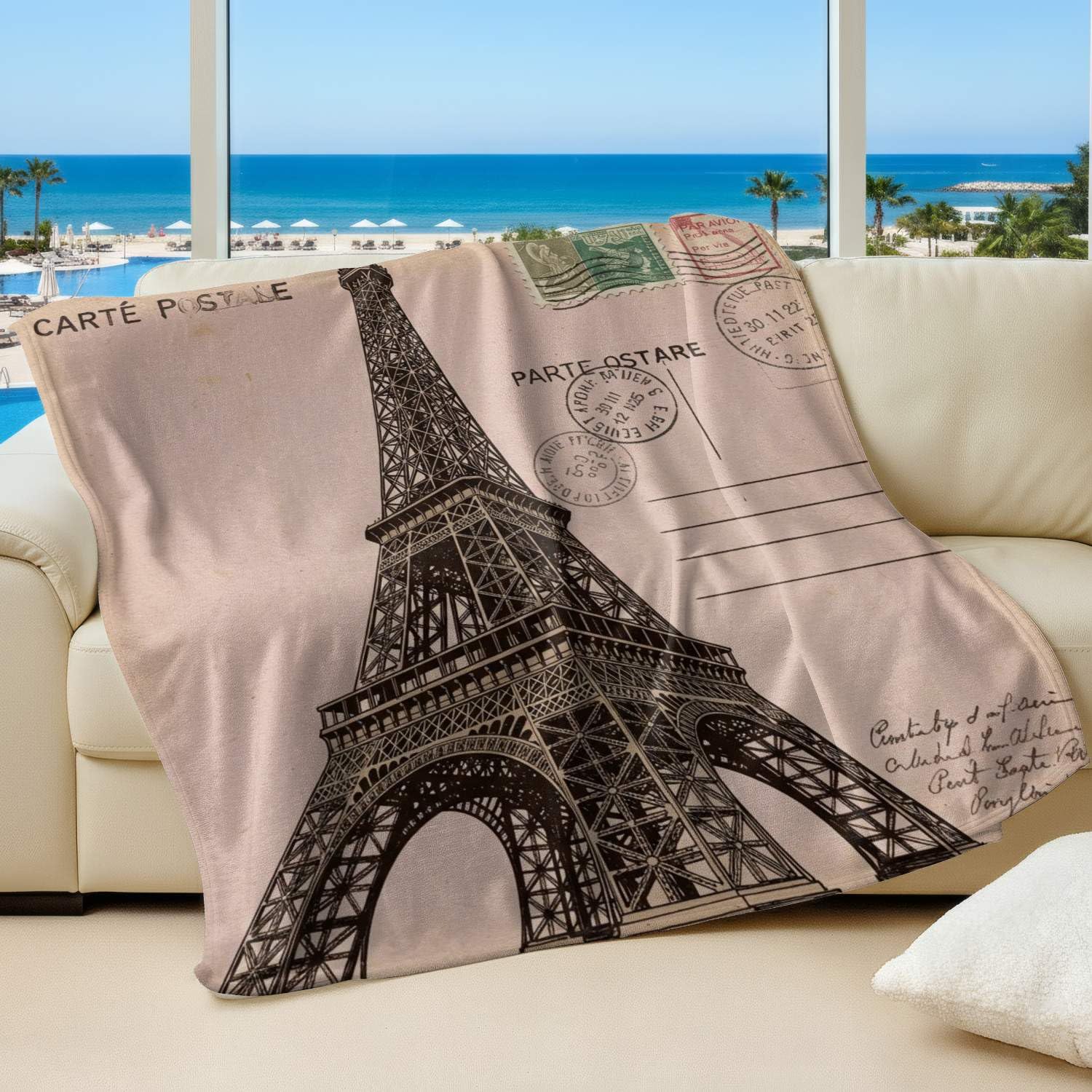 Couverture en flanelle Tour Eiffel vintage, la douceur de Paris chez vous