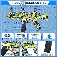 Vista 5 de JIFTOK - Pistola eléctrica de bolas de gel, lanzador automático de bolas de salpicaduras de alta velocidad con más de 40000 y gafas, juguetes