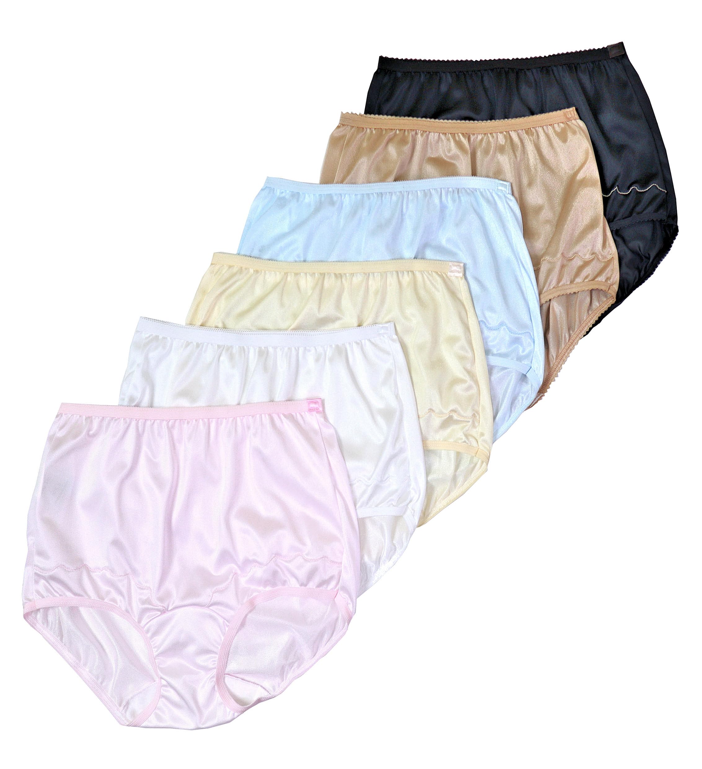 Dixie Belle Womens Underwear High Waist Nylon Brief Panties 6 Pack Available in Plus Size