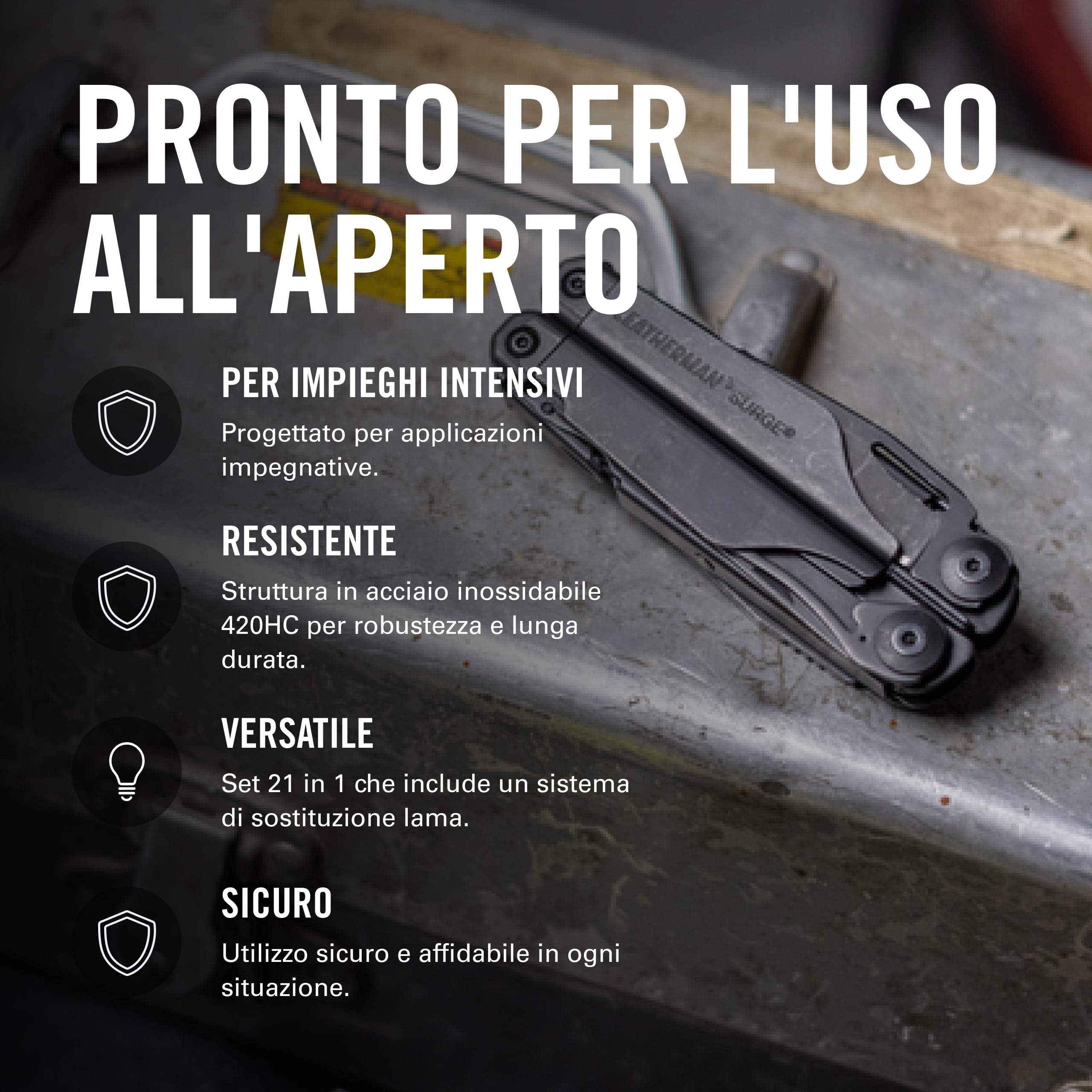 Leatherman Surge Multi-Tool - 21 Strumenti per Impieghi Gravosi con Lame - Acciaio Inossidabile