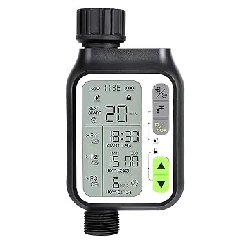 Optifit Drip Irrigation Timer for Garden Farm, Irrigation Water Timer with Rainy Sensor + Multi Programs Automatic Watering System, Waterproof Digital Irrigation Timer System