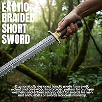 Vista 4 de Szco Supplies Espada trenzada exótica de acero de Damasco, marrón, 22 pulgadas