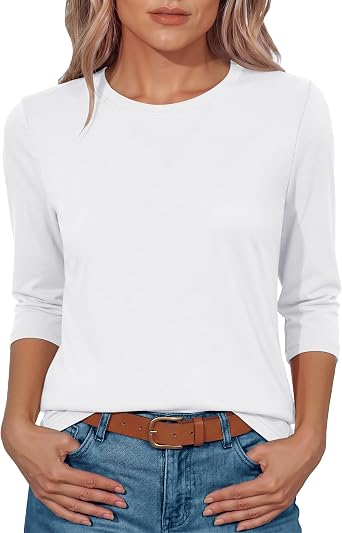 GAYHAY 3/4 Length Sleeve Womens Tops Elbow Crew Neck Shirts Loose Fit Casual Blouses Tunic Summer Spring Clothes 2026