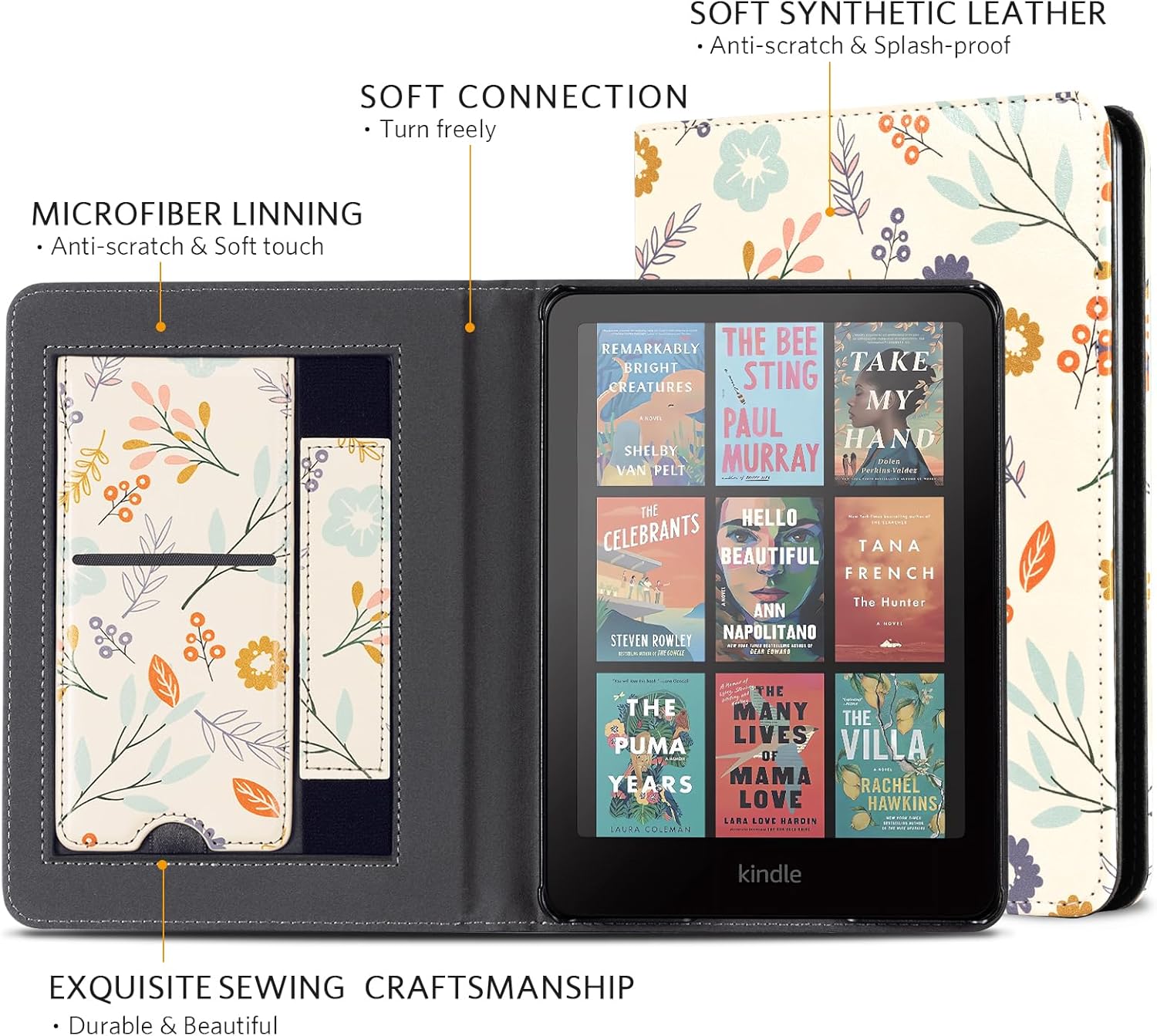 CoBak Case with Stand for Kindle Paperwhite 12th Gen 2024 Released (7") & Kindle Colorsoft Signature Edition - Durable PU Leather Cover with Auto Sleep Wake, Card Slot, Hand Strap Feature