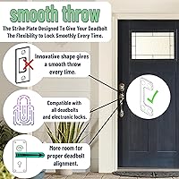 Vista 2 de Placa de golpeo ajustable de gran tamaño (1.125 x 2.75 pulgadas) para puertas exteriores - Agujero horizontal y vertical más grande para cerrojos