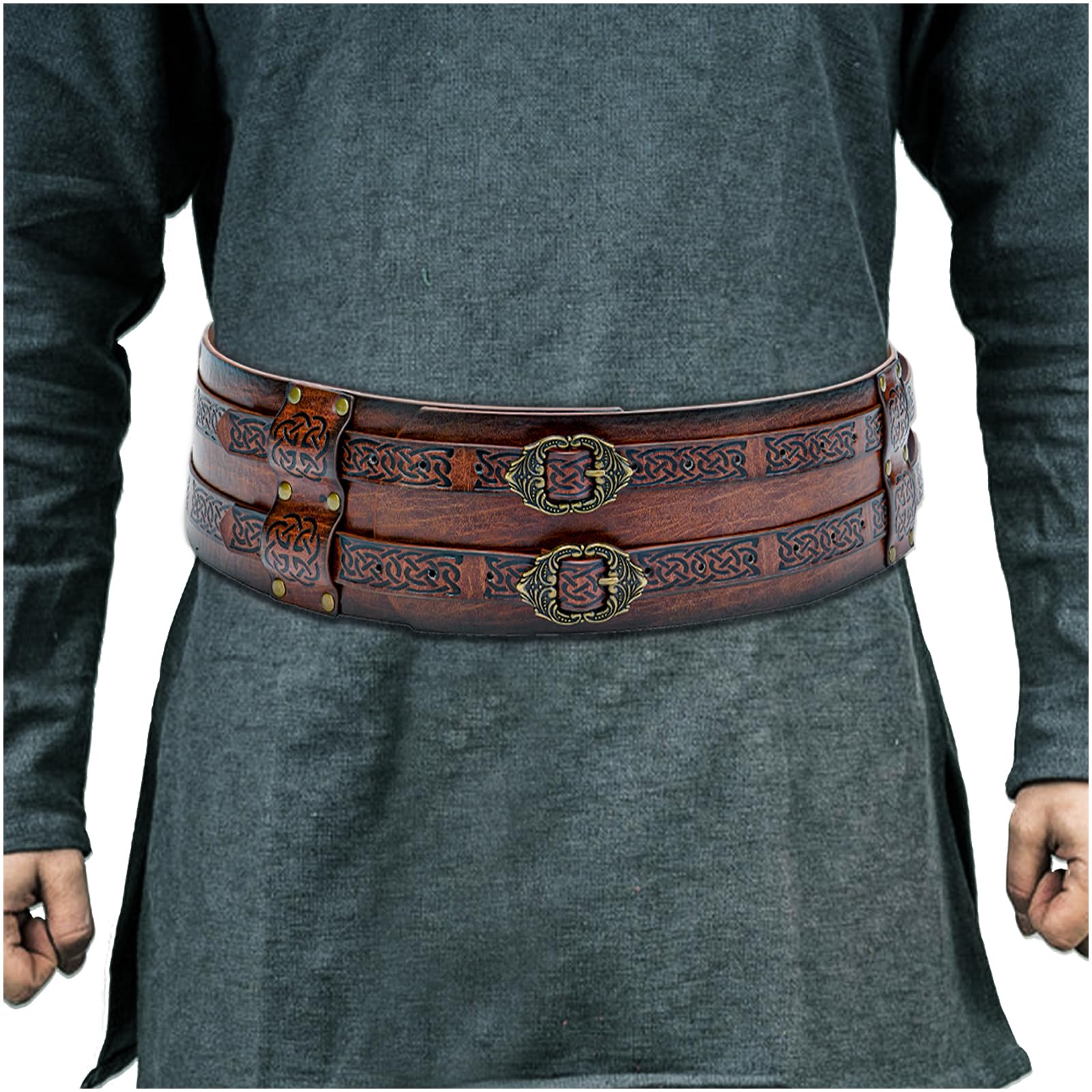 Viking Wide Belt, Medieval Faux Leather Armor Belt, Knight Corset Belt, LARP Halloween Costume