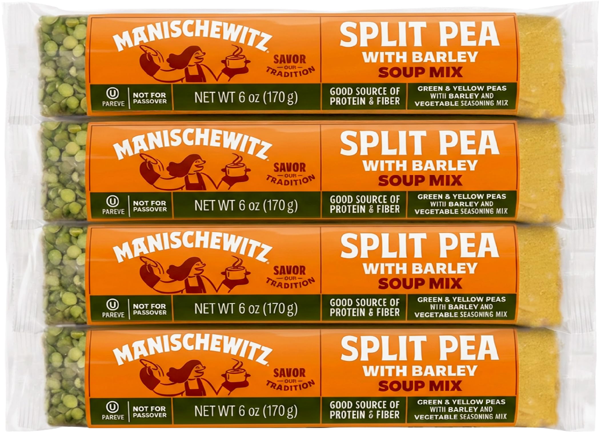 Manischewitz Split Pea With Barley Soup, 6 Ounce (Pack of 4)