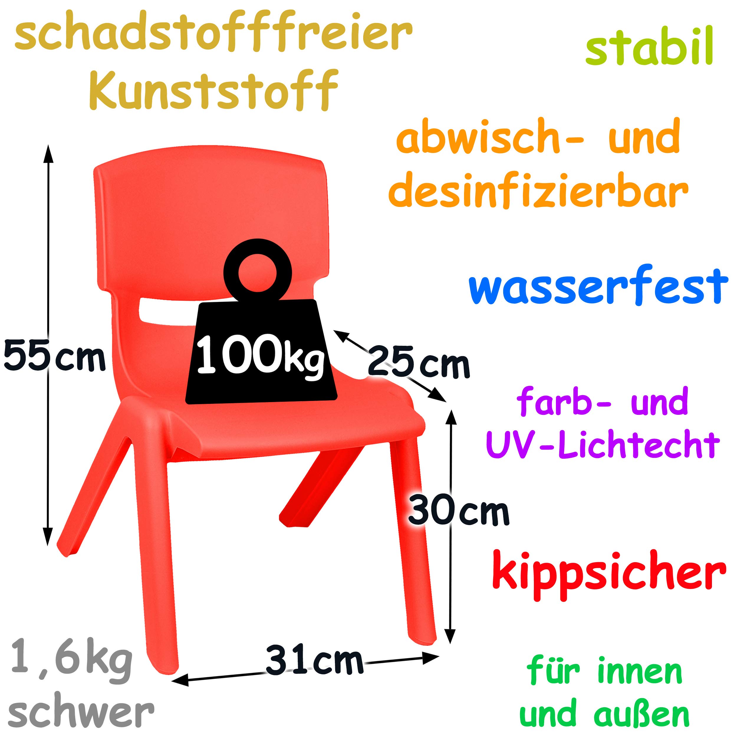 alles-meine.de GmbH Sitzgruppe für Kinder - Tisch + 4 Kinderstühle - Größen & Motiv & Farbwahl - Kinder & Tierbaby/rot - höhenverstellbar - 1 bis 8 Jahre - Plastik - für INNEN ..