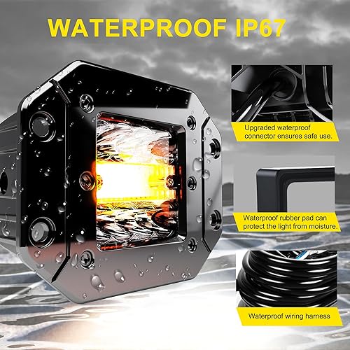 Miniatura 5 de Luces LED de montaje empotrado de 5 pulgadas, 6 modos, luces antiniebla estroboscópicas intermitentes ámbarblanco, luz de montaje en parrilla