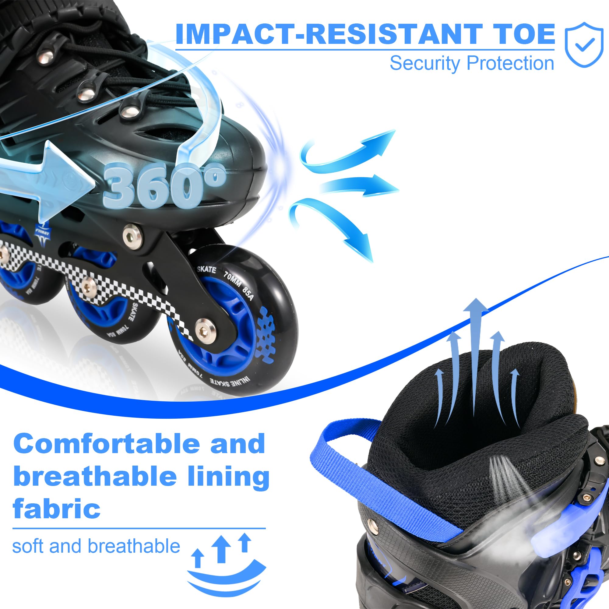 Patins en Ligne pour Enfants garçons Ajustables, Patins à roulettes, Filles et Jeunes Enfants, Patins à roulettes pour Enfants pour l'intérieur et l'extérieur
