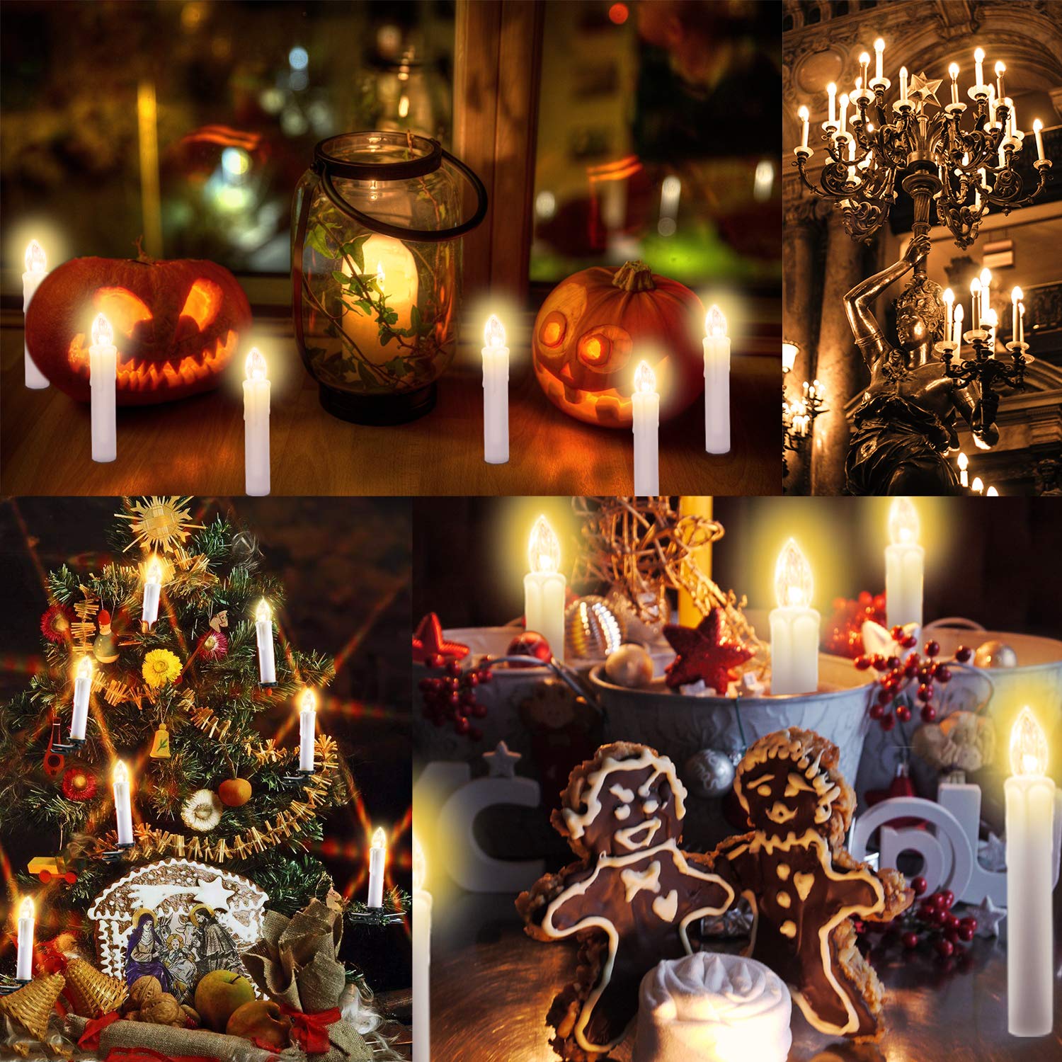 Forever Speed 20-60er Weinachten LED Kerzen Weihnachtsbeleuchtung Lichterkette Kerzen kabellos Weihnachtskerzen Weihnachtsbaum Kerzen mit Fernbedienung kabellos Baumkerzen(weisse Hülle, 50er)