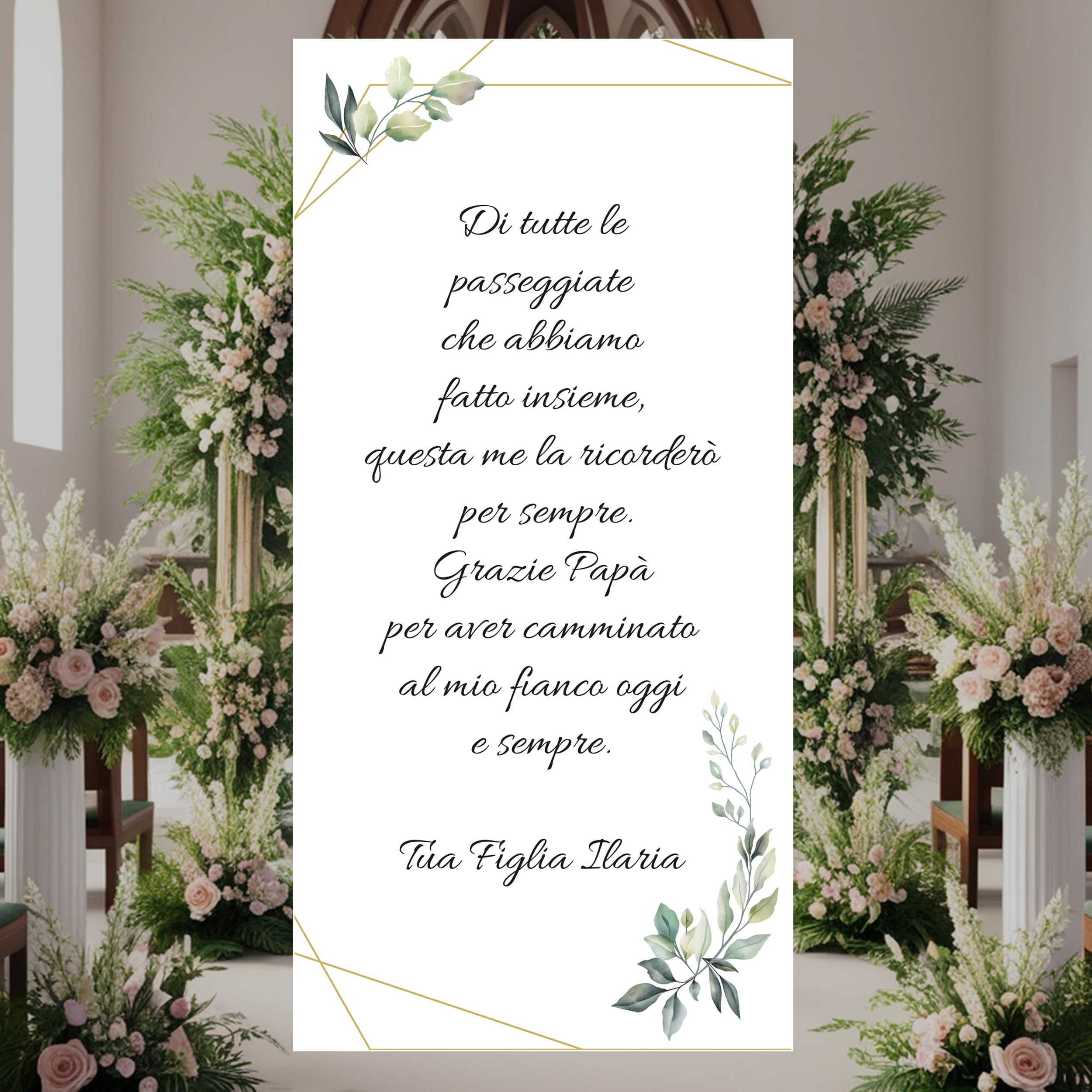Tappeto Matrimonio di tutte le passeggiate che abbiamo fatto insieme questa me la ricorderò per sempre per il Papà 12 (100x300cm)