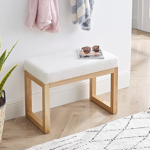 Miniatura 3 de Niccae Banco otomano rectangular, taburete de 24 pulgadas, tela de hilo hecho y madera de goma resistente, perfecto para salas de estar, dormitorios