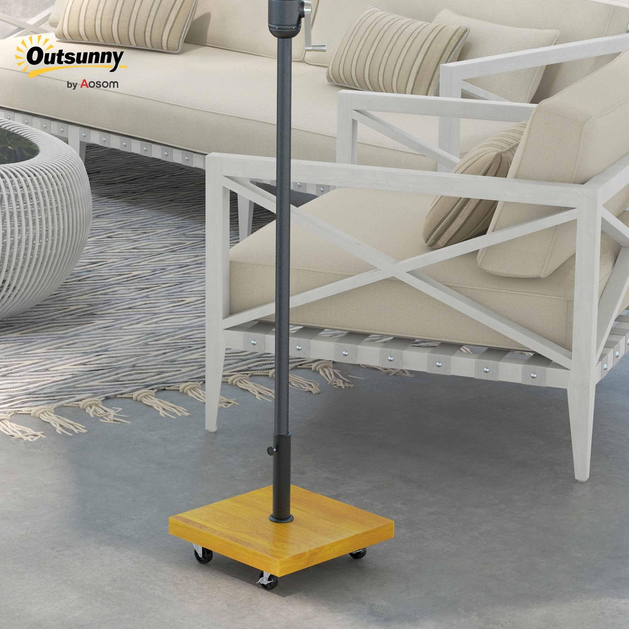 Outsunny Pied de Parasol Carré en Métal 25kg 4 roulettes Ø34/38/48mm | Base de Lestage, Dim. 45L x 45l x 36,5H cm