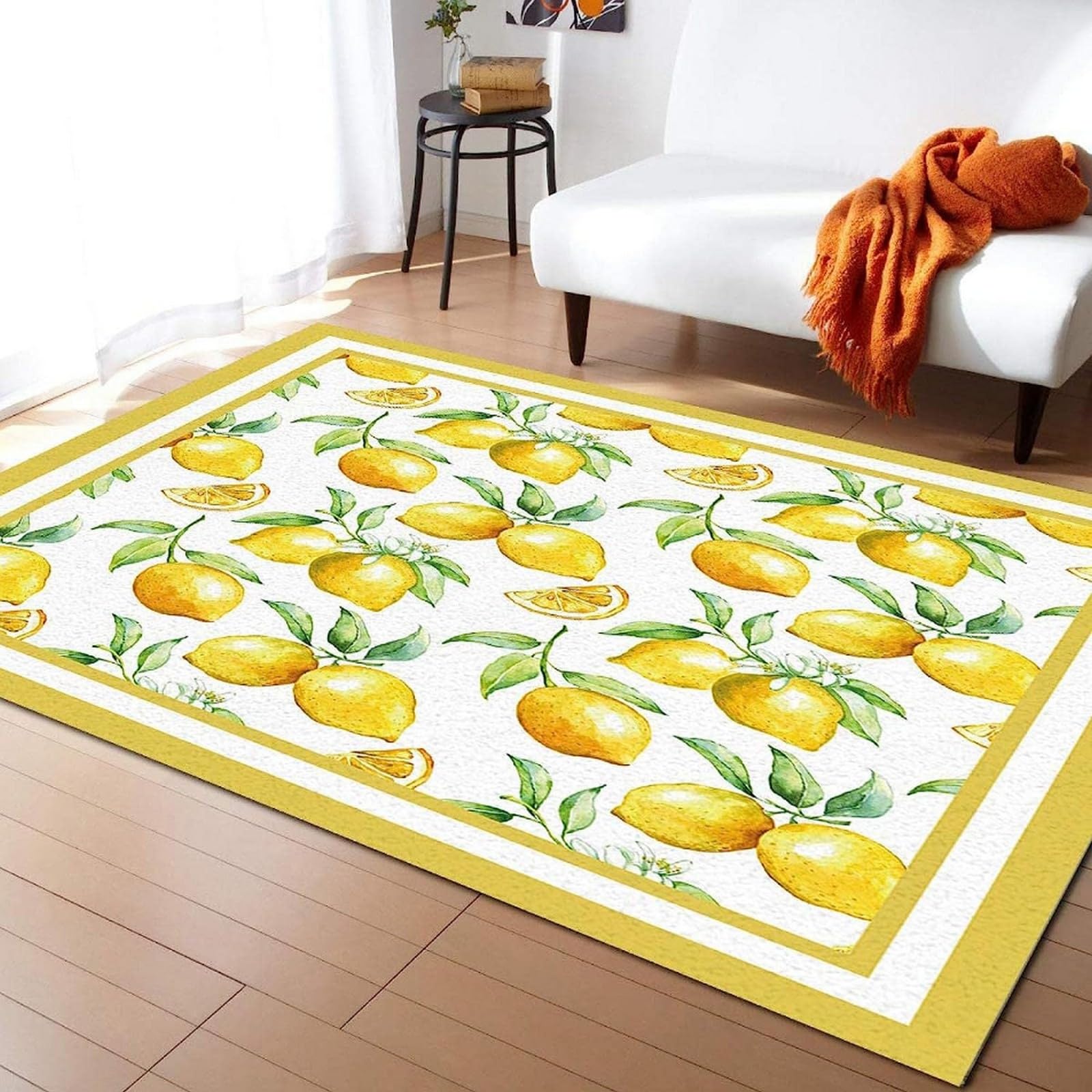 Area Rug, 3D Printed Summer Fresh Yellow Lemon Fruit 60 X 90 Cm / 23.6" X 35.4" Anti-Skid Carpet Used For Bedroom, Living Room, Children'S Room, Home Decoration Carpet - Easy To Clean With Ru-9I8I7X