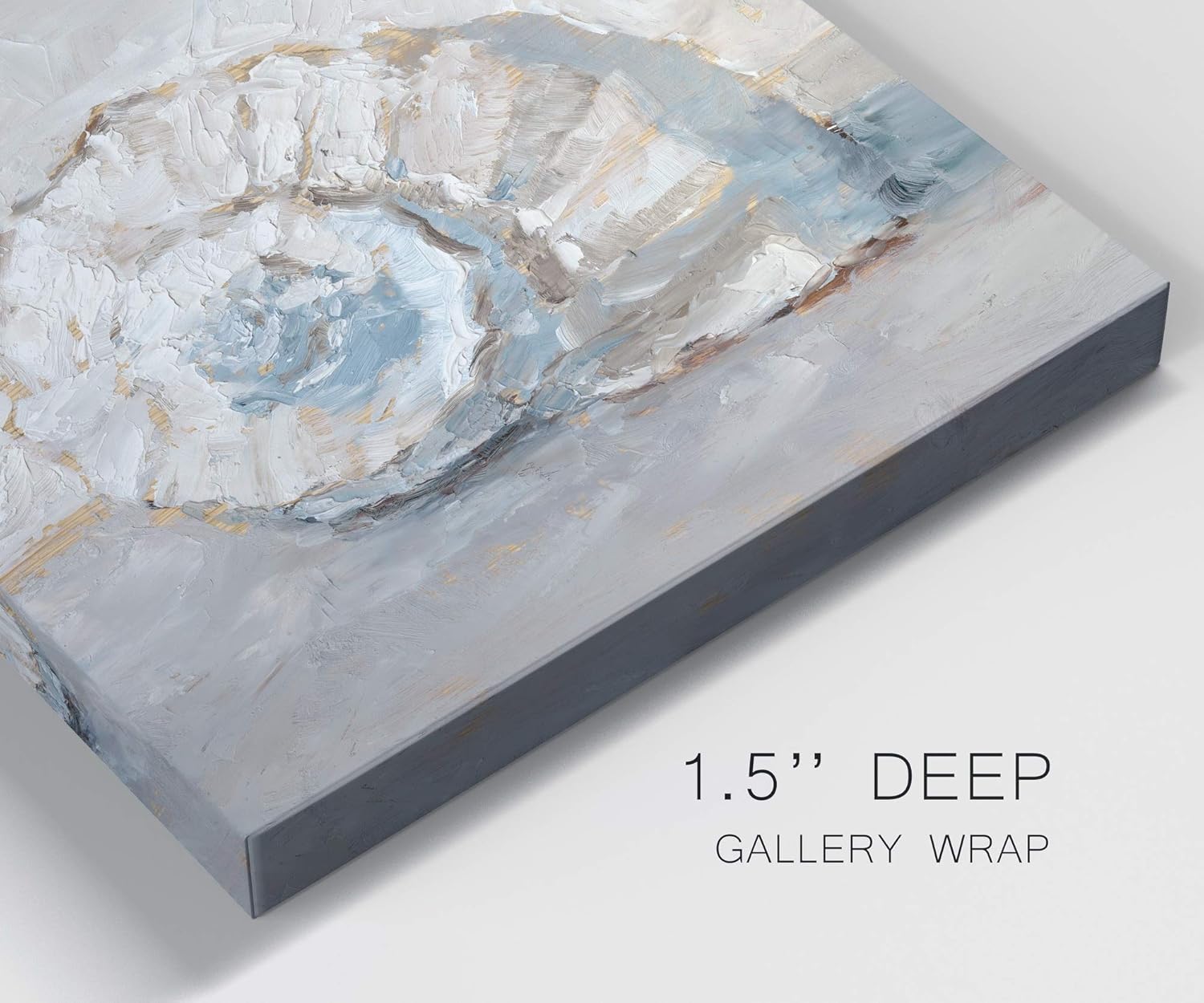 Renditions Gallery Square Canvas Wall Art: Neutral Coastal, Multicolor Nature, Modern Landscape Abstract Wall Art for Home & Office - Blue Shell Study III 32x32
