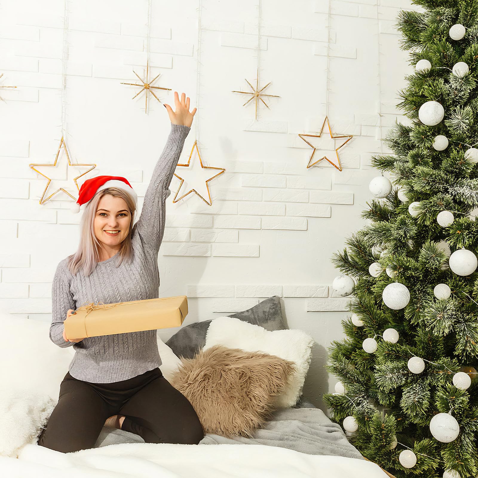 Adorno de Figura Dorada de Hierro para Pared, Marco DIY para Manualidades Navideñas, Resistente al Óxido y Seguro, Adecuado para Decoración de Navidad y Bodas