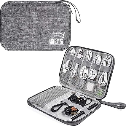 Styleys New Electronics Accessories Organizer Bag, Universal Carry Travel Gadget Bag for Cables, Pendrives, Perfect Size Fits for Pad Phone Charger Hard Disk (Grey - S11089)