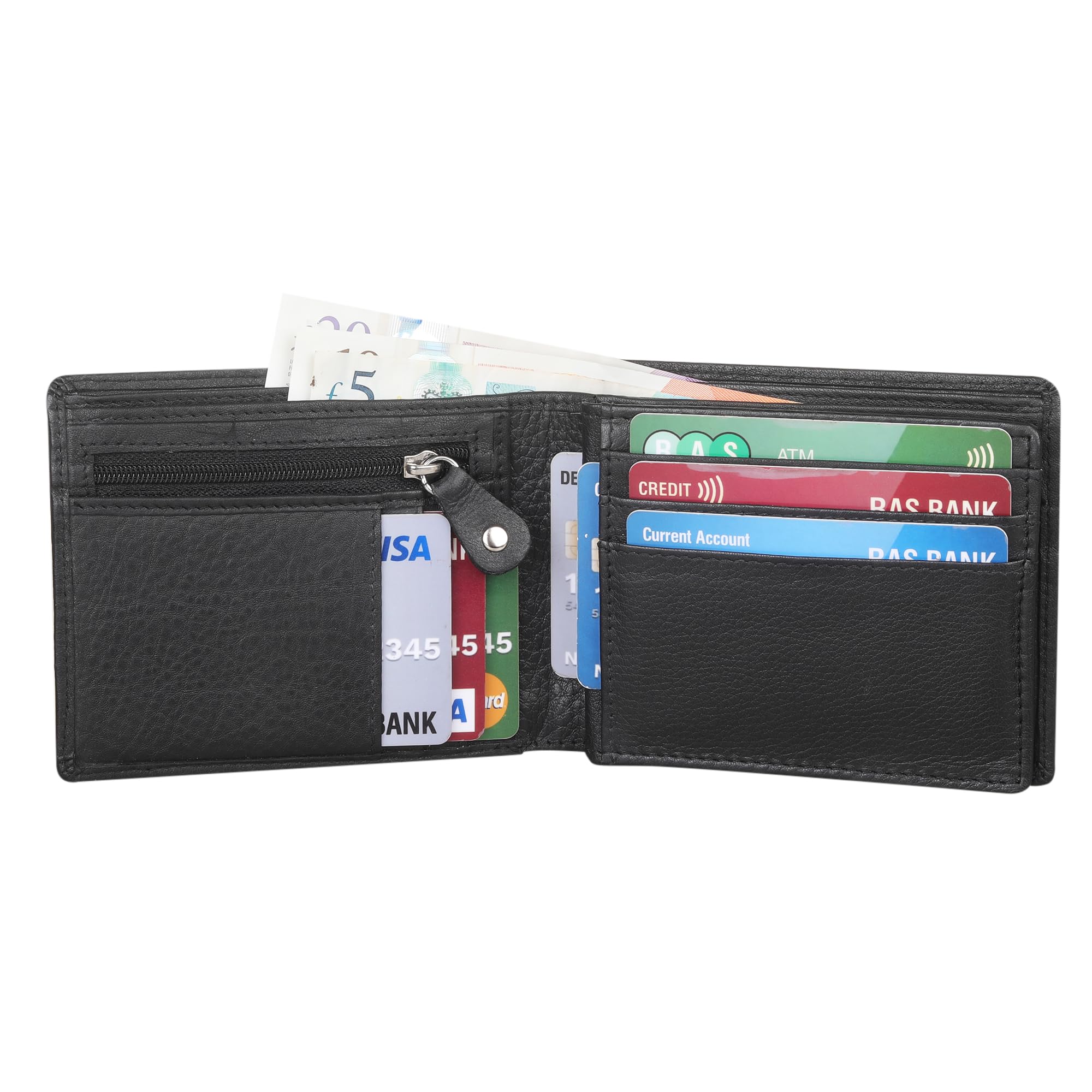 STARHIDE Men's Designer Top Grain Luxury Soft Leather Trifold Wallet Purse #115 (Black)