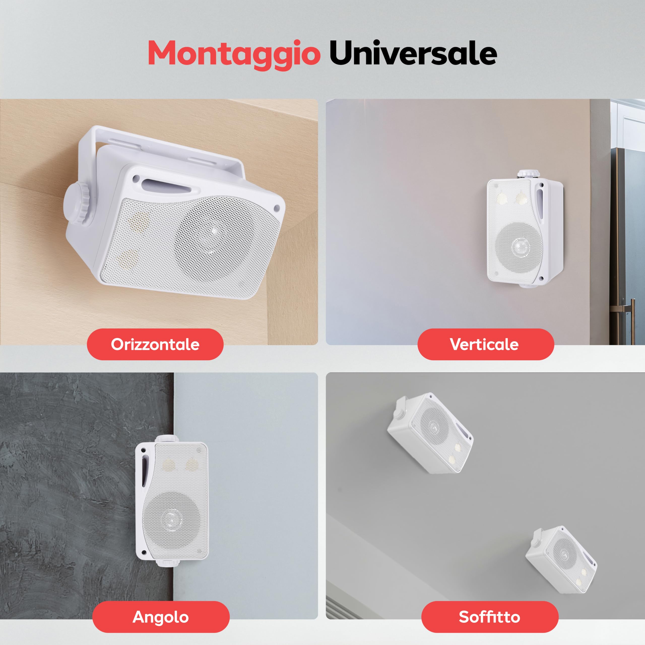 Pyle Cassa Mini a 3 Vie Impermeabile per Esterni, Altoparlante Coppia 8,89 Centimetri, 200 Watt Grado Marino, Resistente Intemperie, Griglia in ABS, Casa, Barca, ai Bordi della Piscina, Patio