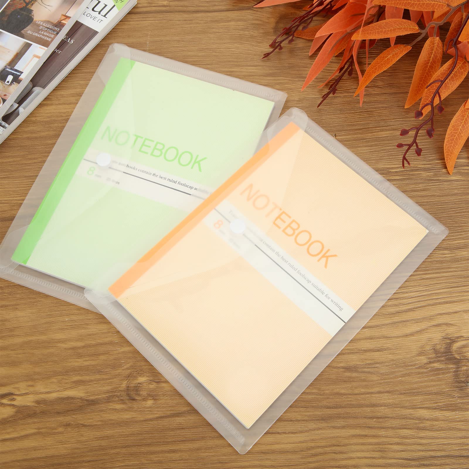 Lot de 60 Pochette Porte Document A5 Transparente, Pochette Plastique A5 en Polypropylène avec Bouton pour l'organisation de Bureau de Travail à Domicile à l'école
