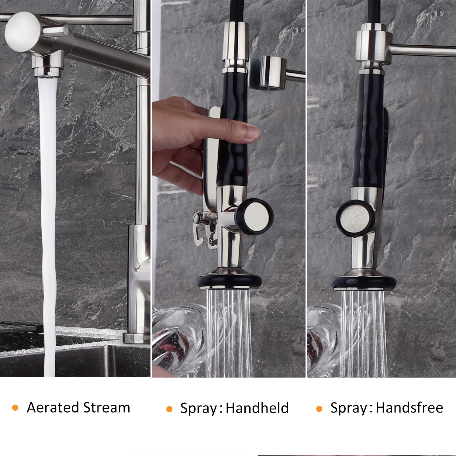 Homary Commercial Pull Down Stainless Steel Kitchen Sink Faucet with