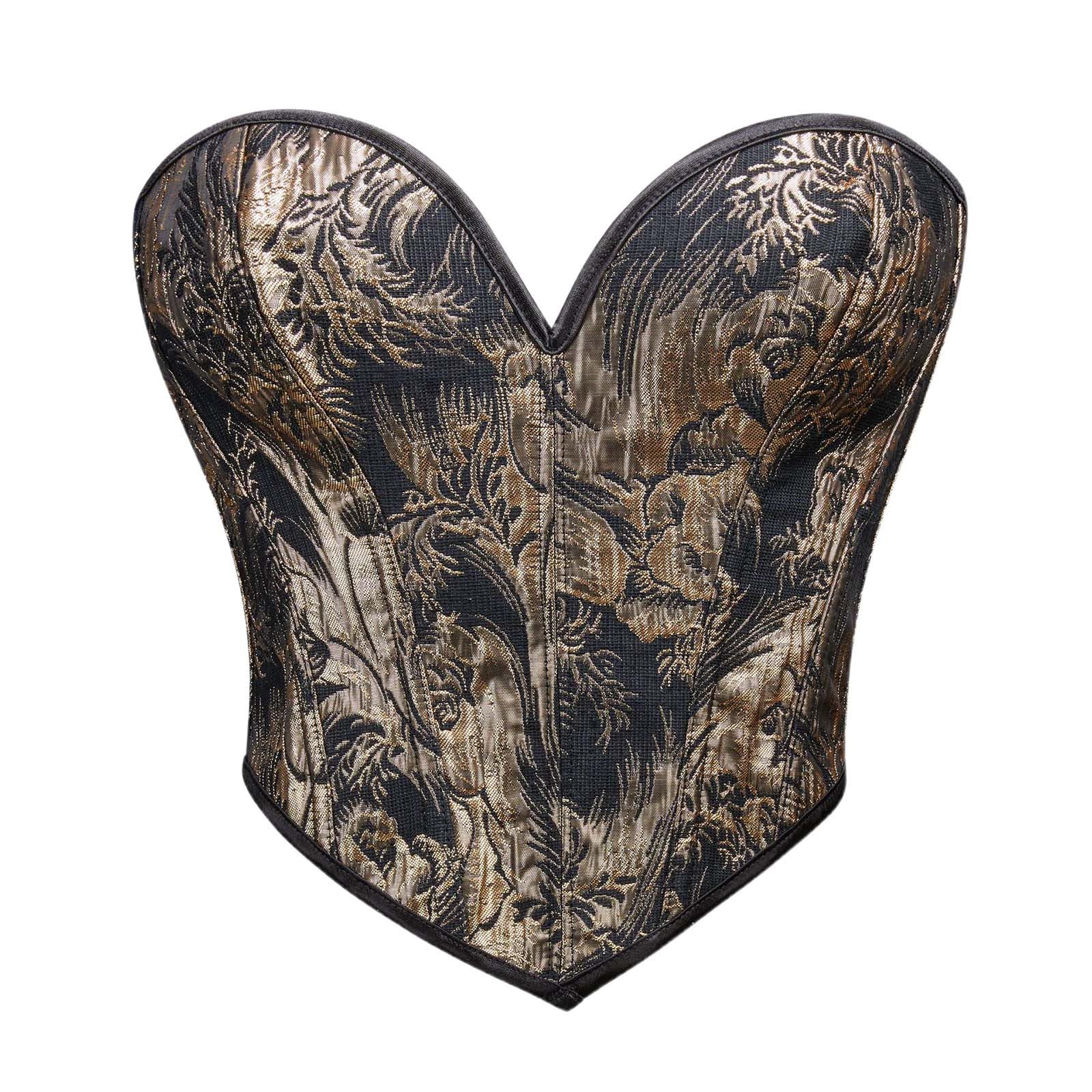Generisch Corsetto da donna con motivo floreale, aderente, senza maniche, elegante, sagomato, motivo floreale, senza spalline, elegante, versatile