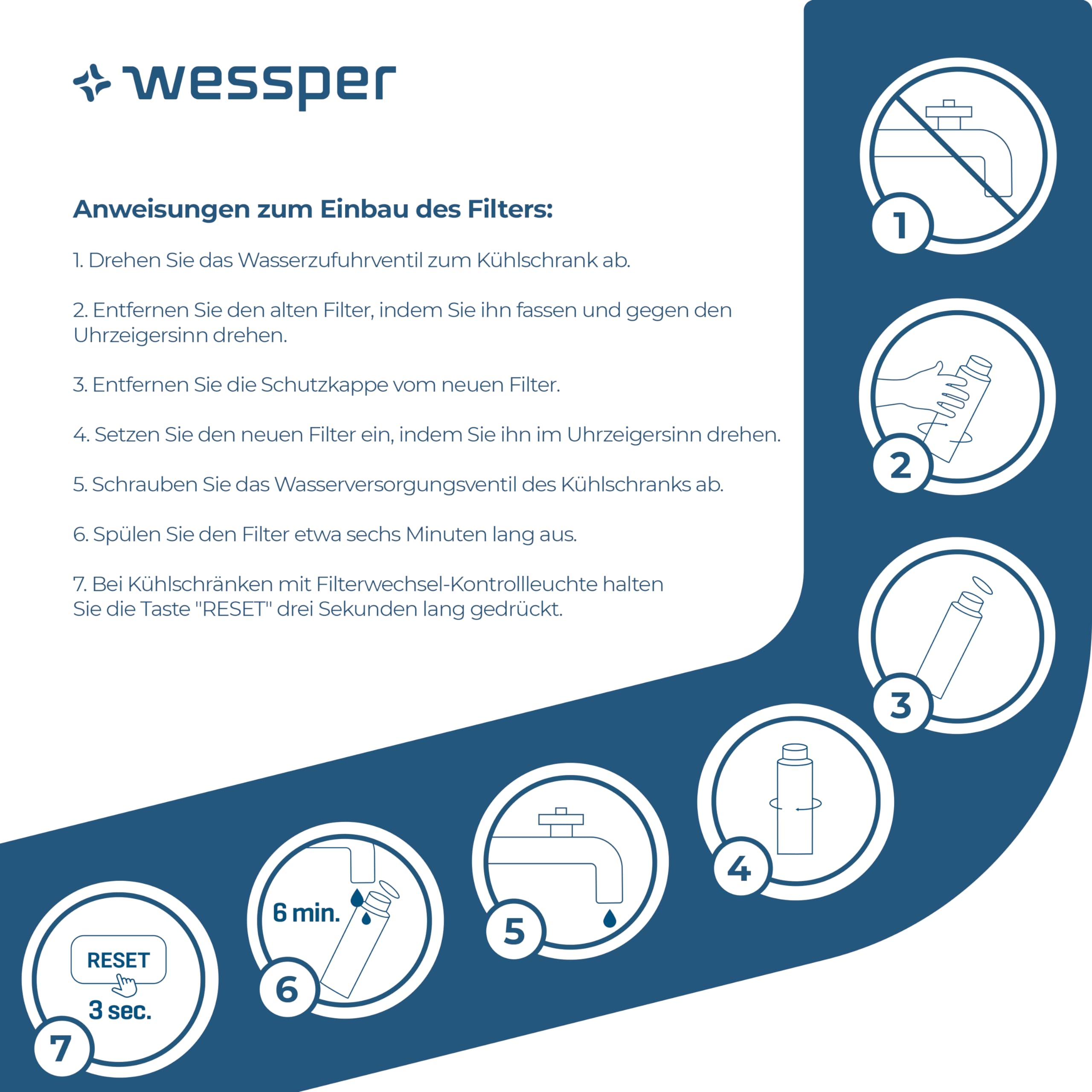 Wessper Wasserfilter für Kühlschrank, Ersatz Wasser Filter Ultra Clarity Pro 11032518, 11025825, Kompatibel mit Kühlschrank Bosch, Gaggenau, Neff, und Siemens - 2 Stück
