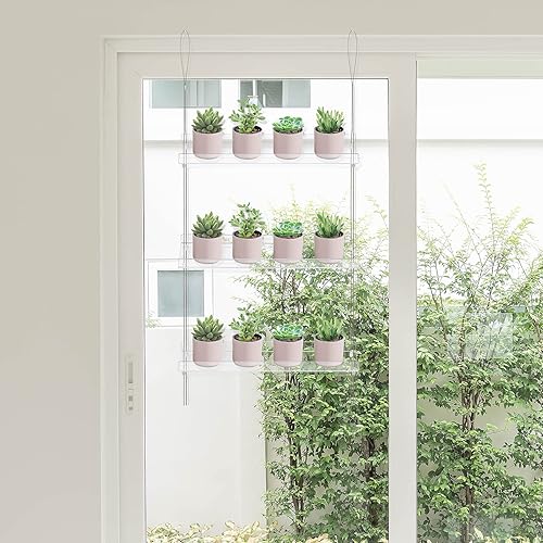 Miniatura 2 de Sumerflos Cajas de ventana de acrílico de 3 niveles para ventanas, estantes de plantas de ventana colgantes de acrílico, ventanas interiores,
