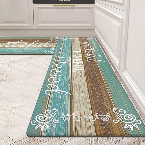 HEBE Juego de 2 tapetes de cocina antideslizantes y acolchados para el suelo, impermeables, para cocina, juego de tapetes y tapetes cómodos de pie