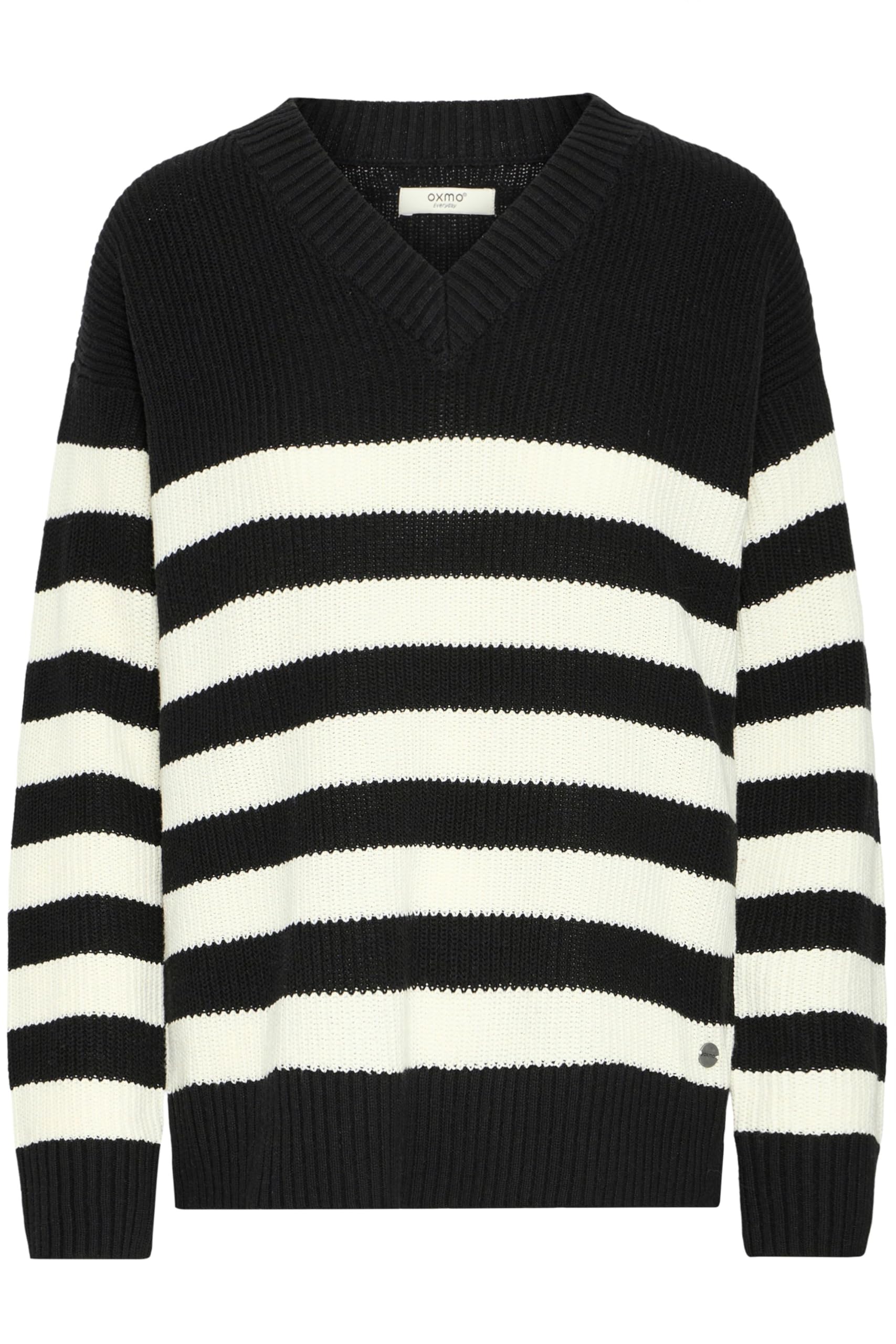 OXMO OXKalane Damen Pullover Grobstrickpullover V-Ausschnitt