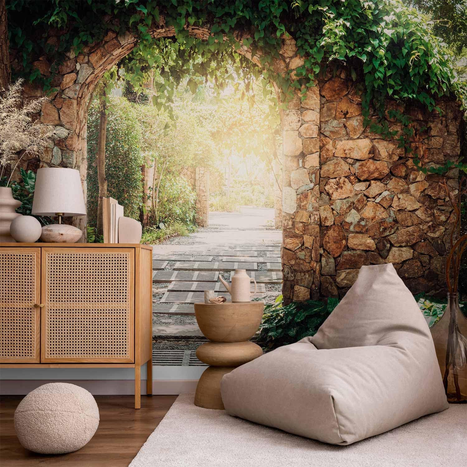 artgeist Wall Mural 3D Effect 154"x110" XXL Peel and Stick Self-Adhesive Wallpaper Removable Large Sticker Foil Wall Decor Print Picture Image Design - Nature Pergola f-B-0294-a-a